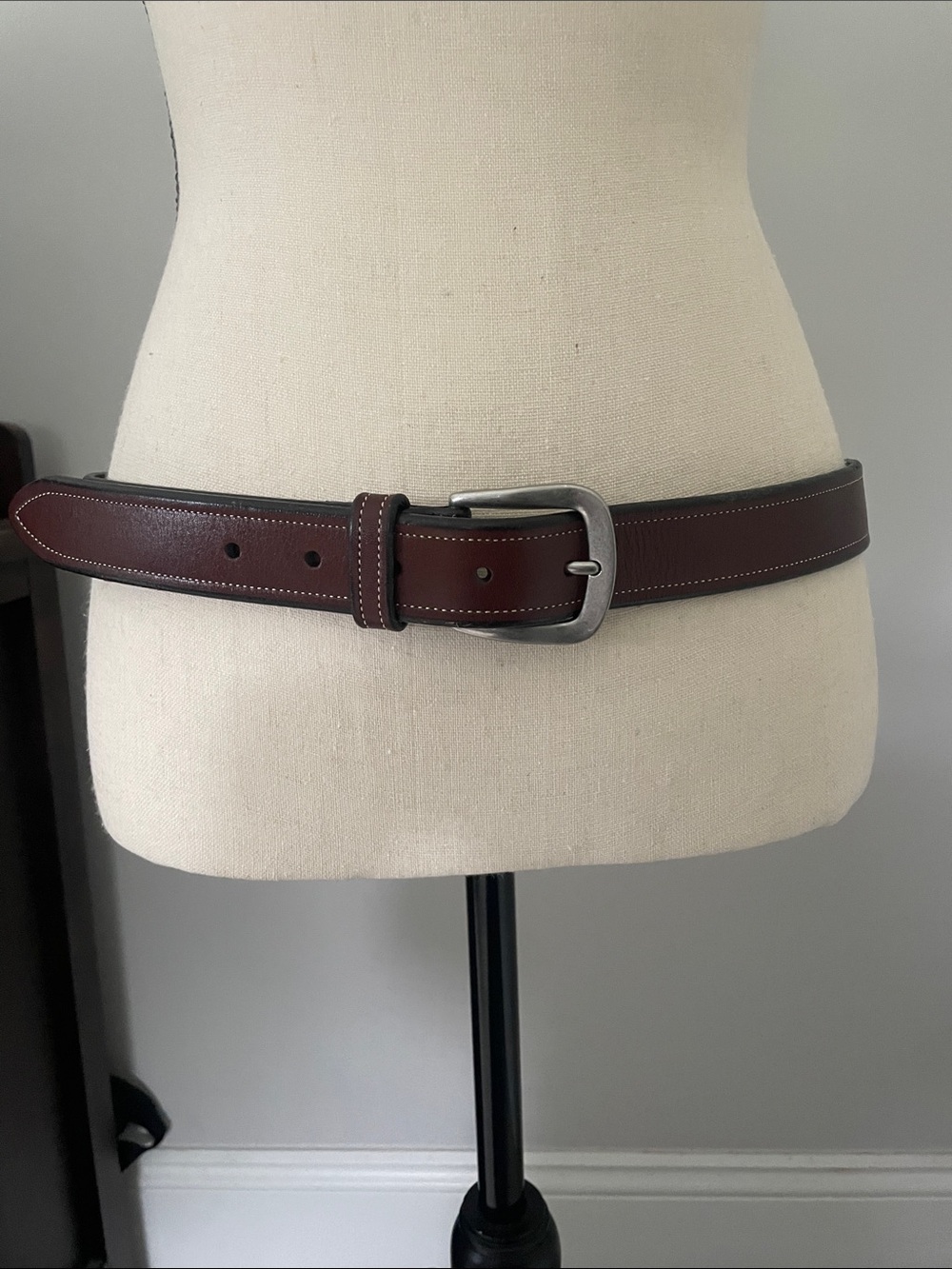 Eddie Bauer Brown Leather Belt with Silver Buckle